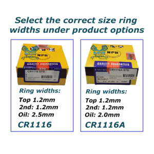 Nissan QR25DE piston rings how to identify. Ring widths suit different model pistons.