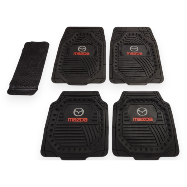 Durable 5 Piece PVC Rubber Floor mat for 4WD vehicles with Mazda Logo.