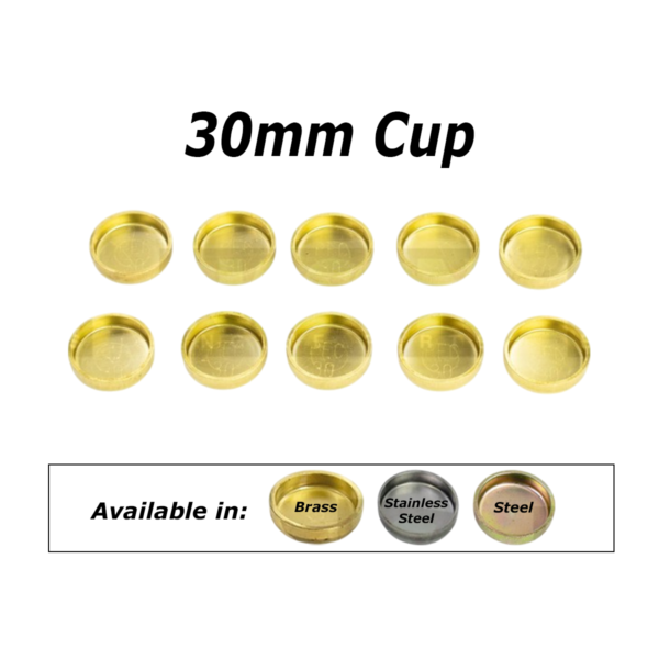 30mm Cup Welch Plugs pack of ten.