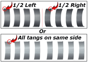 Hyundai G4NC conrod bearings have two types, 1/2 and half tangs or all tangs on one side